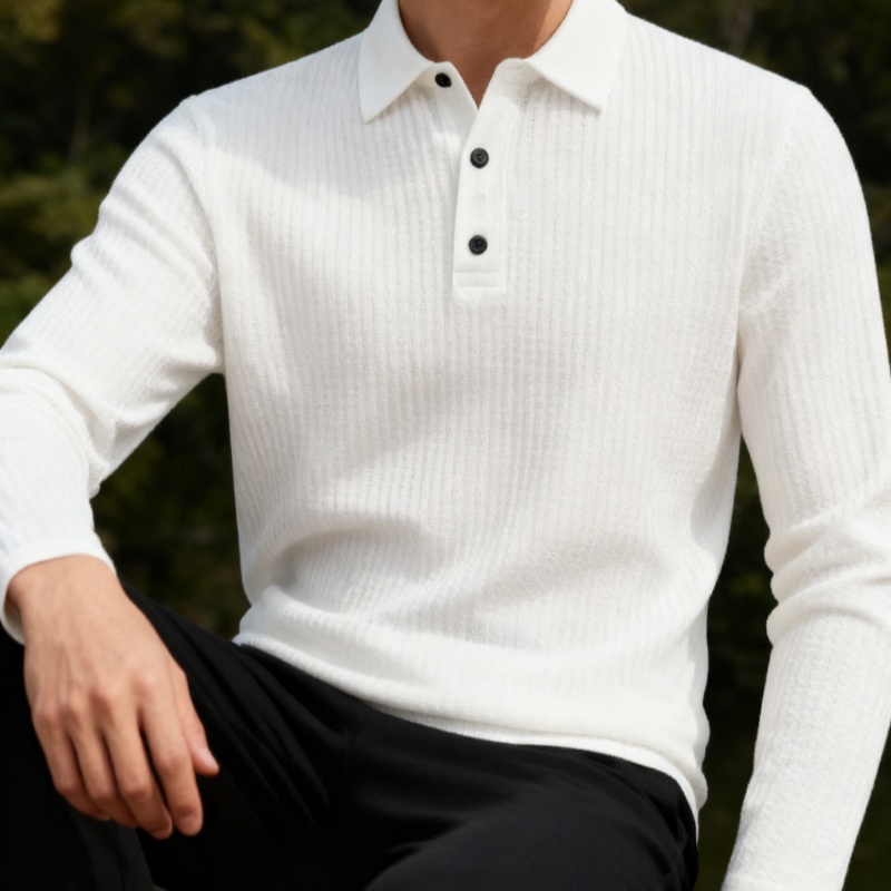 Men'S Fashion For Summer - Men's summer-autumn long-sleeved Polo shirt, solid