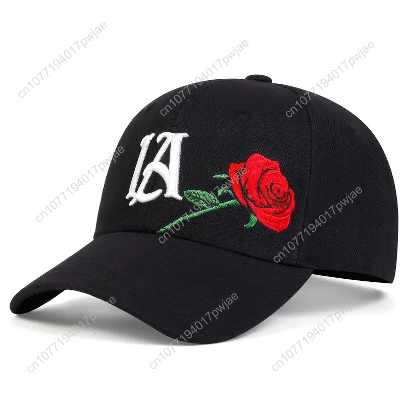 Men'S Fashion With Hat - Rose-Embroidered LA Baseball Cap — Summer