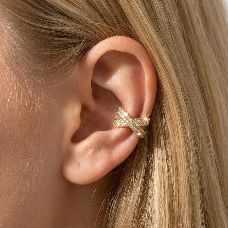 Men'S Fashion Night Out - Adjustable Cross Ear Cuff Clip Earrings