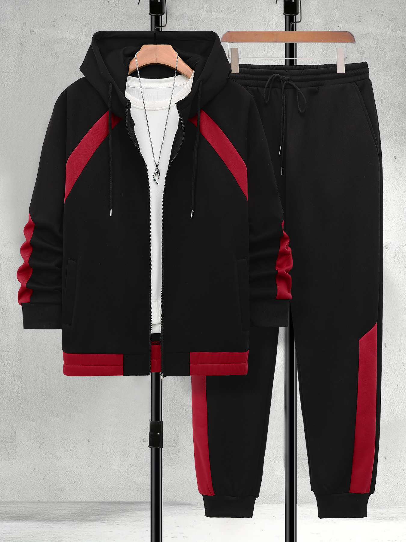 Men's Plus Size Black & Red Co - Track Suit Men recensie en prijs