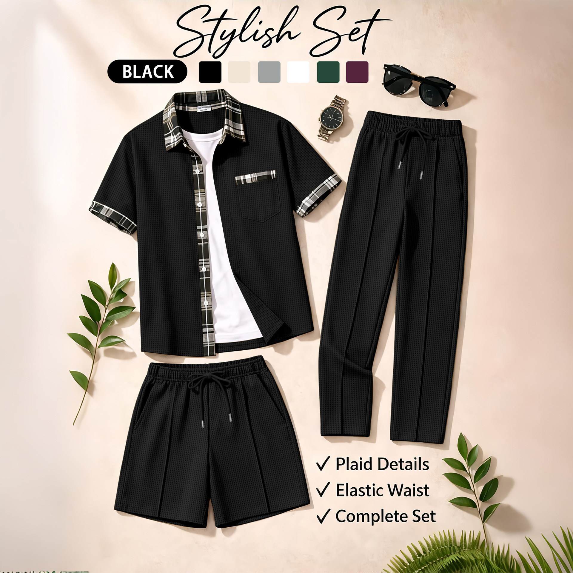 Men's 3 Piece Waffle Knit Trac - Track Suit Men recensie en prijs