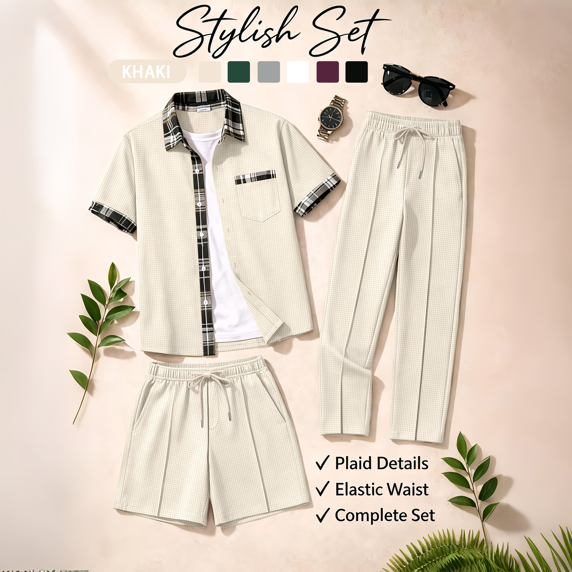 Men's 3 Piece Waffle Knit Trac - Track Suit Men recensie en prijs