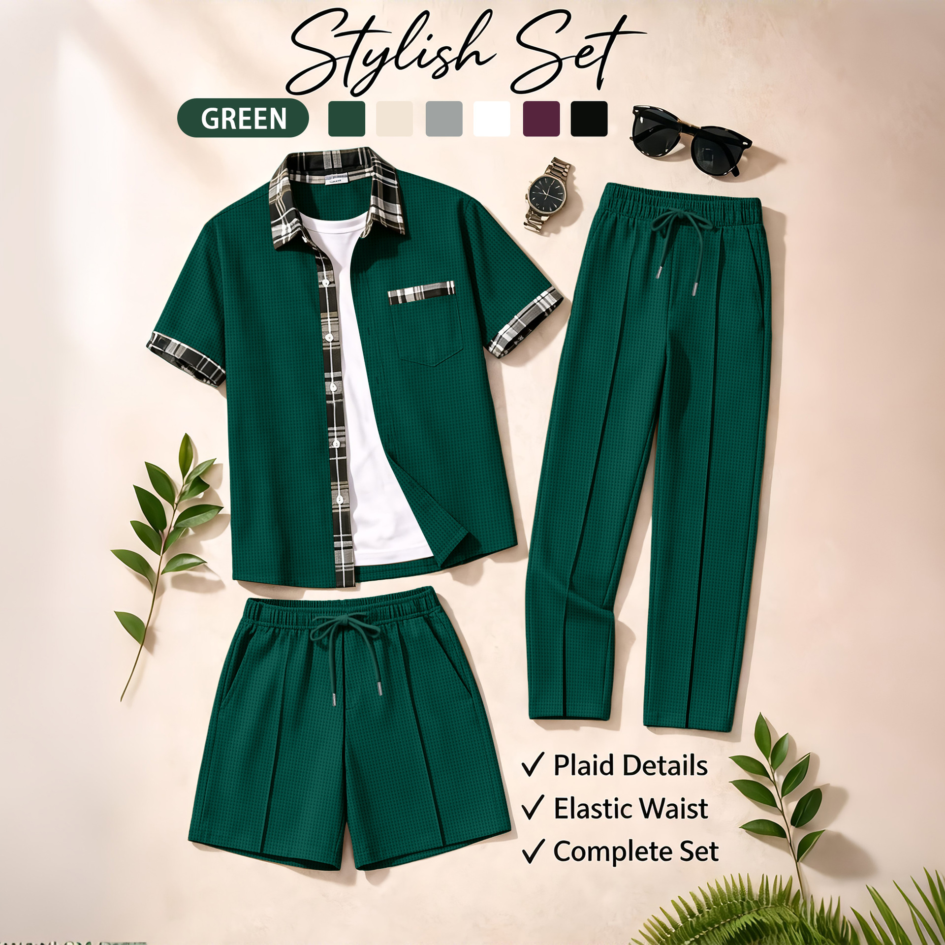 Men's 3 Piece Waffle Knit Trac - Track Suit Men recensie en prijs
