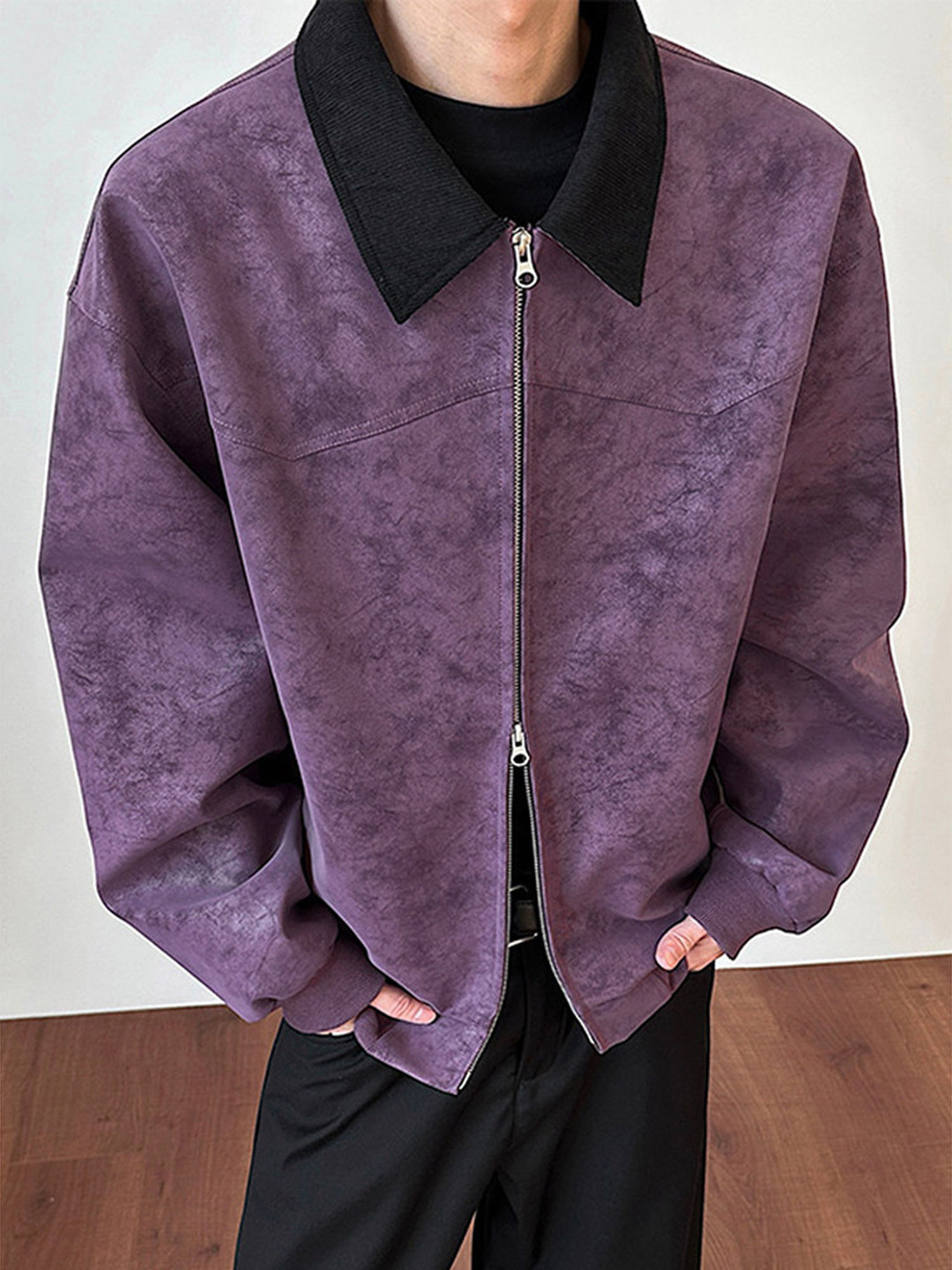Purple Dyed PU Leather Jacket  - Harrington Jacket recensie en prijs