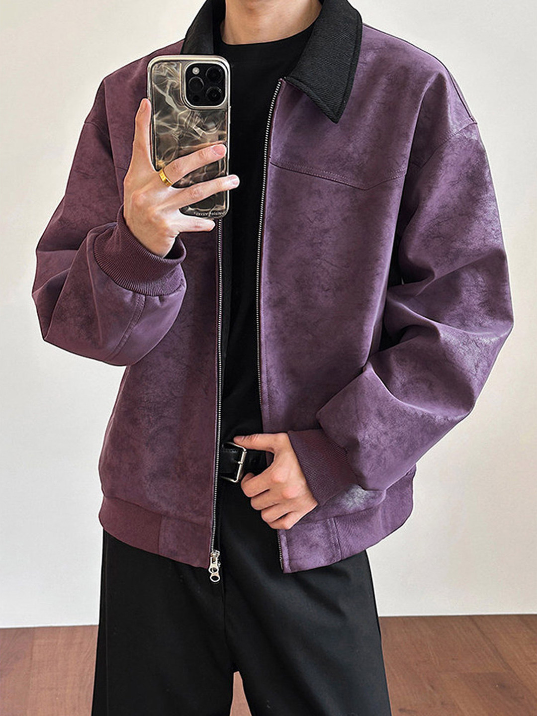 Purple Dyed PU Leather Jacket  - Harrington Jacket recensie en prijs