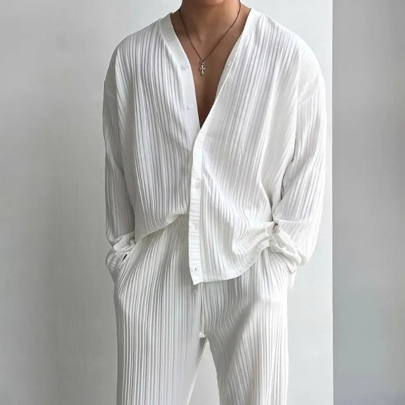 Thin Solid Color Sexy Deep V C - Knitted Cardigan Men recensie en prijs
