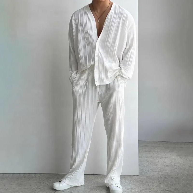Thin Solid Color Sexy Deep V C - Knitted Cardigan Men recensie en prijs