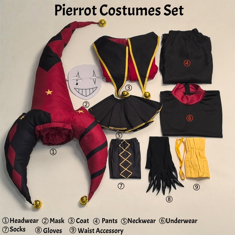 Pierrot Clown Costume Full Set - Mens Fashion Jumpsuit recensie en prijs