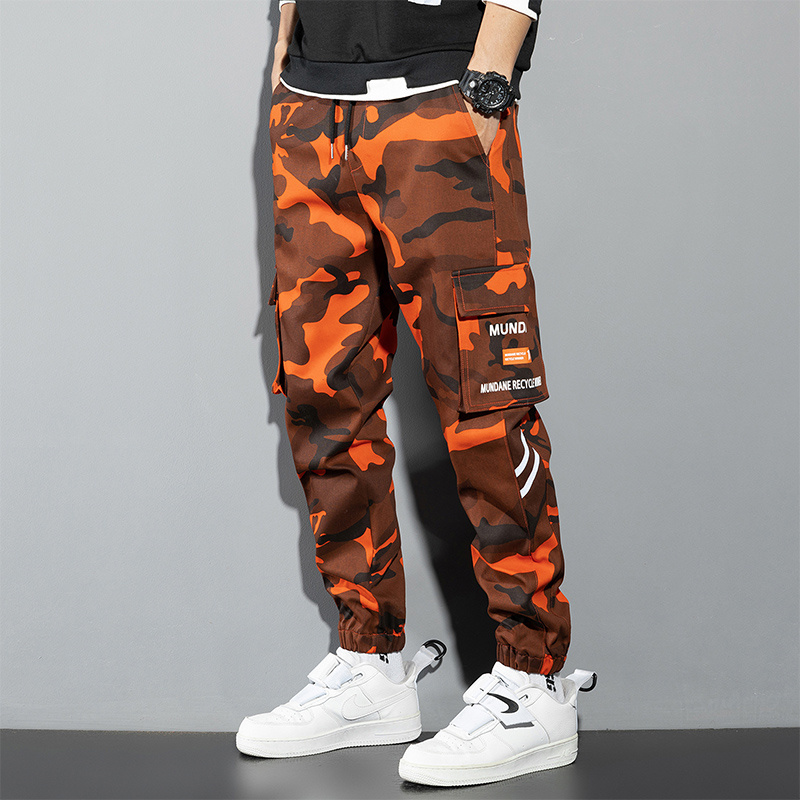Orange Cargo Pants Men Hip Hop - Mens Fashion Camo Pants recensie en prijs